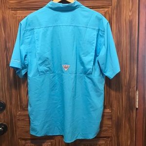 Columbia vent back fishing shirt teal med men’s
